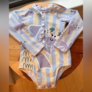Striped Purple and Cream Kids One Piece
